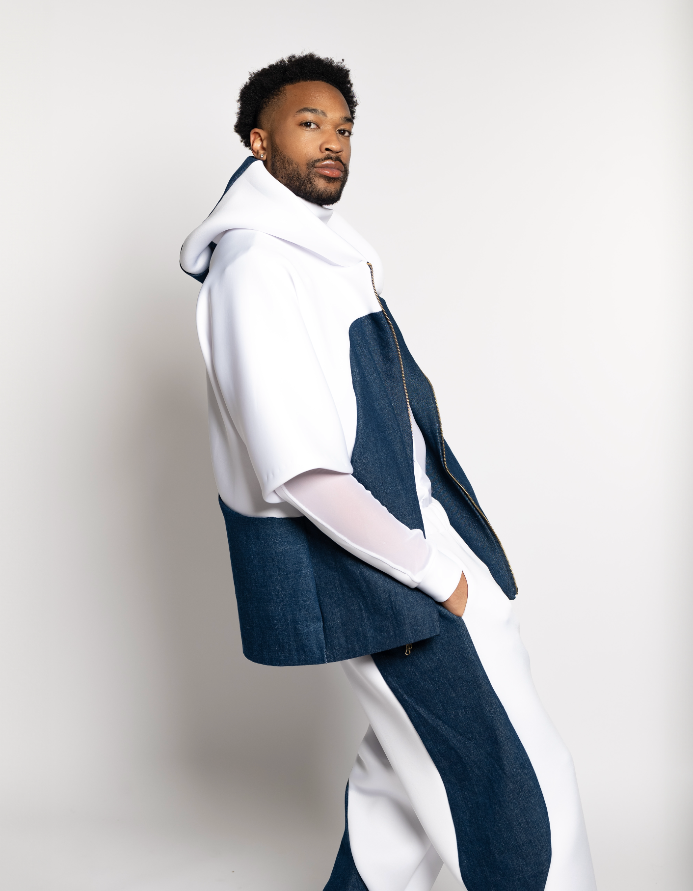 Denim + Neoprene Zip-up