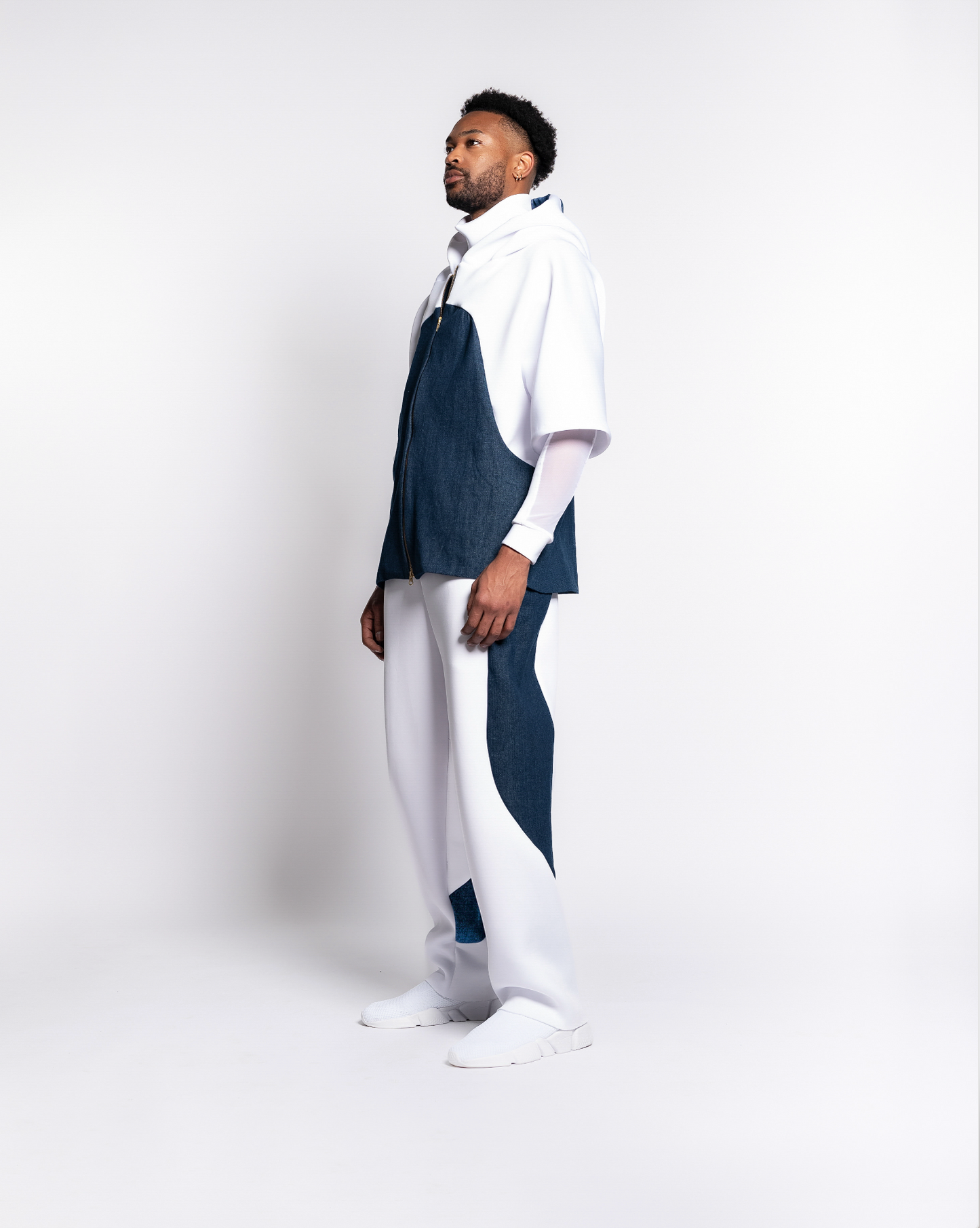 Denim + Neoprene Zip-up